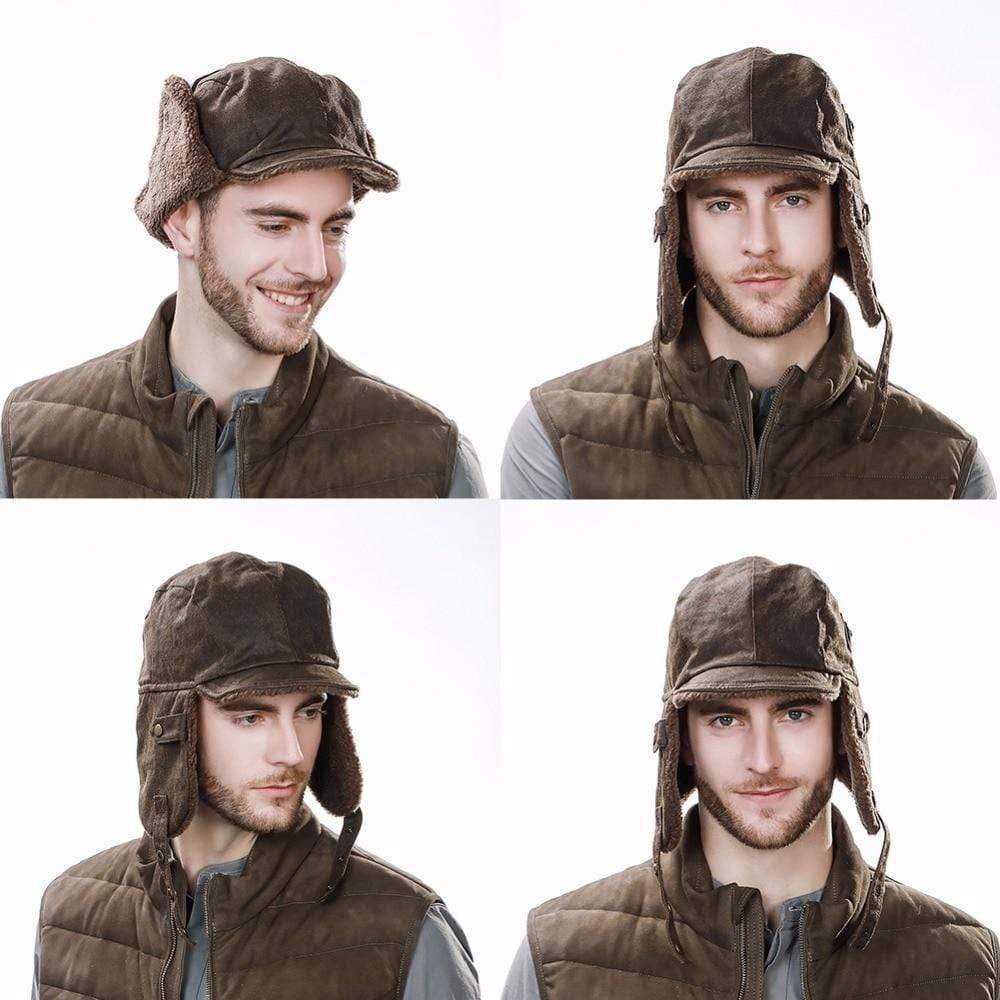 Trapper Hat Mens Fur Cap With Brim