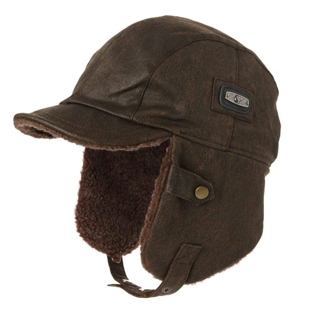 Trapper Hat Mens Fur Cap With Brim