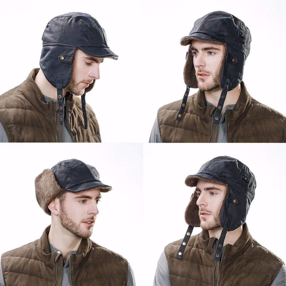 Trapper Hat Mens Fur Cap With Brim