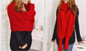 Autumn & Winter Fashion Crochet Knitted Scarf Shawl with Sleeves