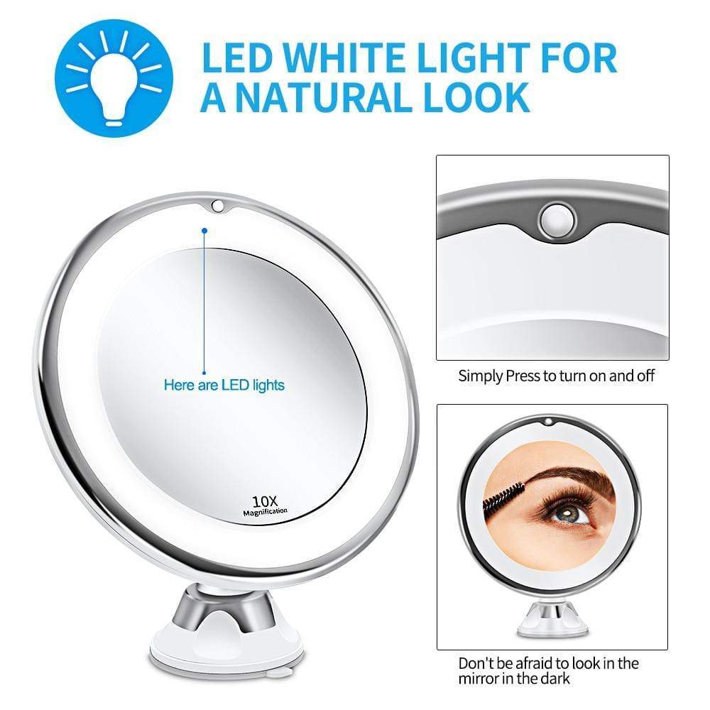 10x Magnifying LED Lighted Makeup Mirror