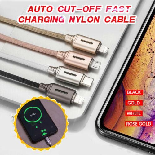 Auto Cut-off Fast Charging Nylon Cable (Android +Iphone+type-C)