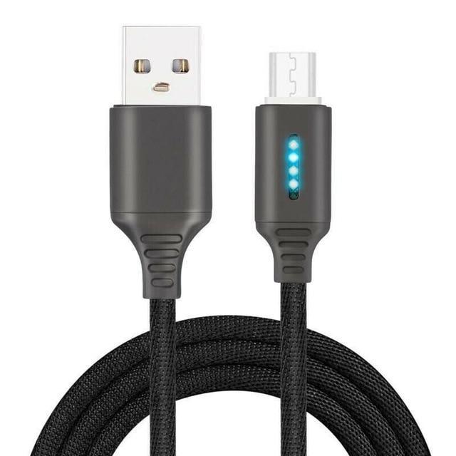 Auto Cut-off Fast Charging Nylon Cable (Android +Iphone+type-C)