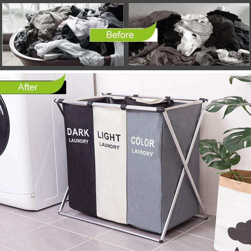 Laundry Sorter Organizer Basket 3 Bag Separator