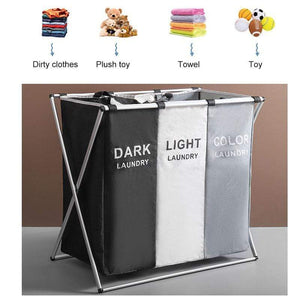 Laundry Sorter Organizer Basket 3 Bag Separator