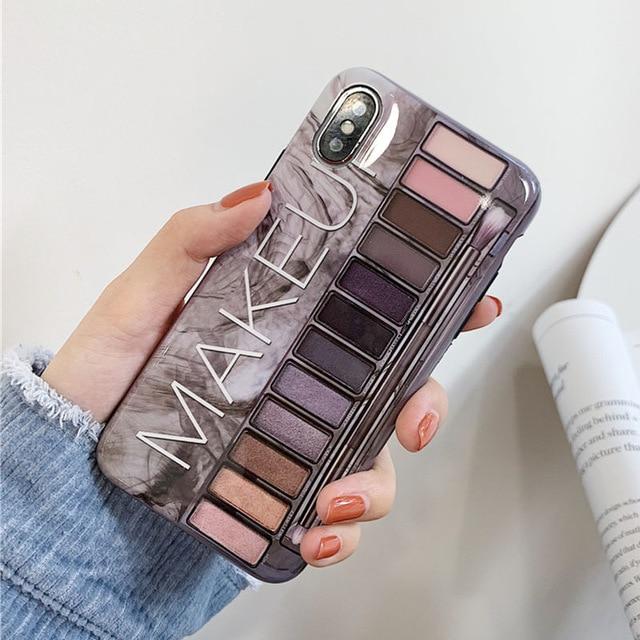 Makeup Eyeshadow Palette Phone Case For iPhone 11Pro Max XR XS Max Glossy Soft Silicone Cover For iPhone 11 Pro XR 7 8 6 6S Plus