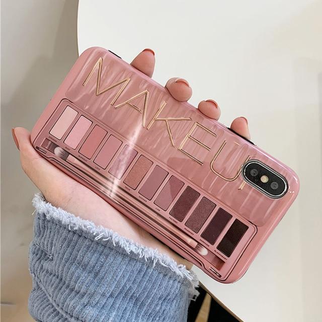 Makeup Eyeshadow Palette Phone Case For iPhone 11Pro Max XR XS Max Glossy Soft Silicone Cover For iPhone 11 Pro XR 7 8 6 6S Plus