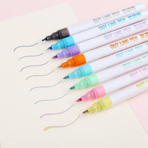 Double Line Outline Pen For Gift Card Writing & Drawing 8PCS