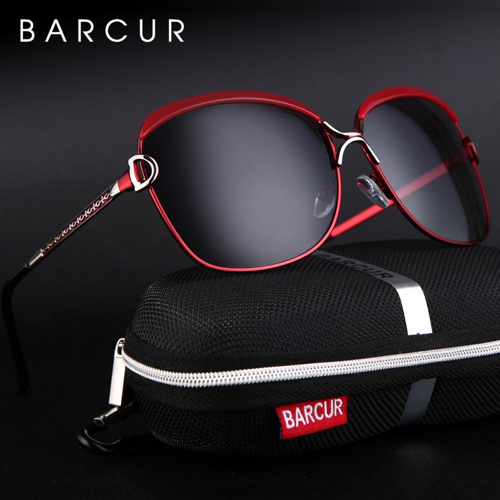 BARCUR Polarized Ladies Sunglasses Women Gradient Lens Round Sun glasses Square Luxury Brand oculos lunette de soleil femme