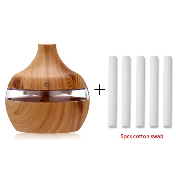 Electric Humidifier Aroma Oil Diffuser Ultrasonic Wood USB LED Light