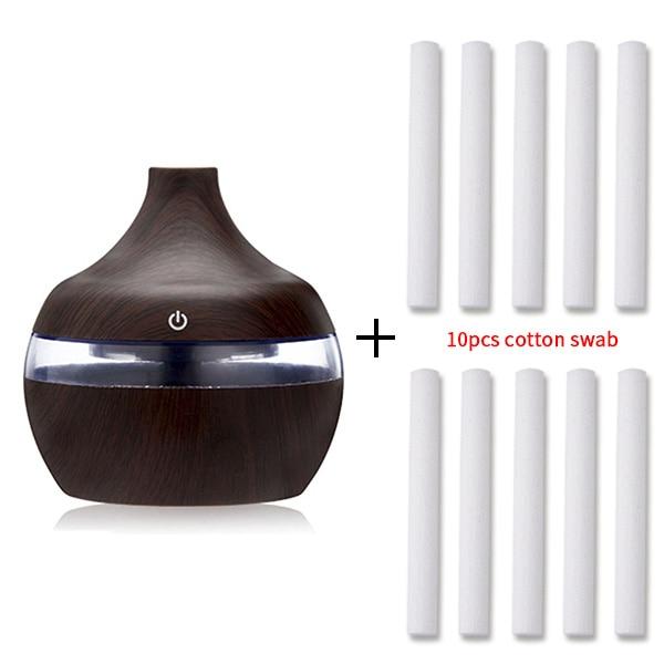 Electric Humidifier Aroma Oil Diffuser Ultrasonic Wood USB LED Light