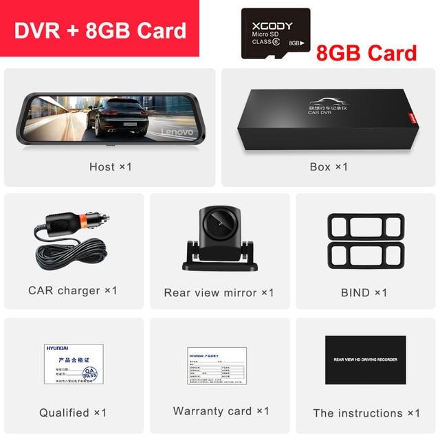 10'' Original Lenovo Streaming Media Car DVR Rear View Mirror With 16GB TF Card Dash Cam HD IPS Touch Screen Night Vision Camera