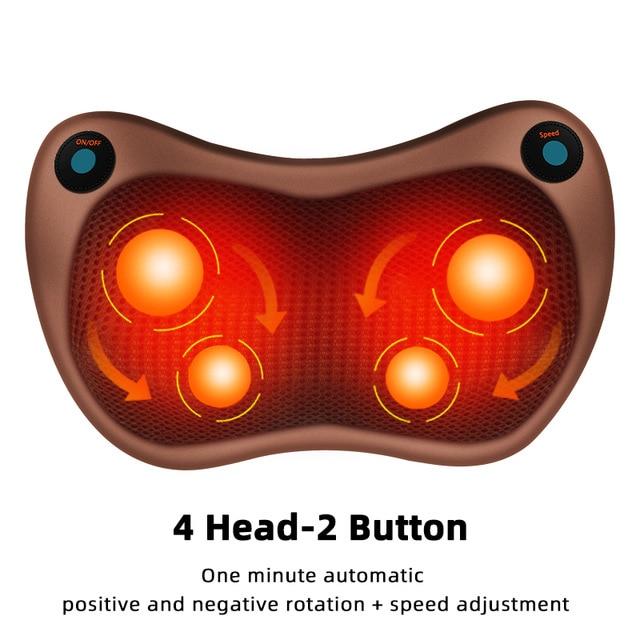 Electric Massage Pillow Vibrator Relaxation Shoulder Neck Back Body Heating Kneading Infrared Therapy for Shiatsu Neck Massager