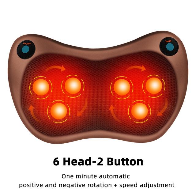 Electric Massage Pillow Vibrator Relaxation Shoulder Neck Back Body Heating Kneading Infrared Therapy for Shiatsu Neck Massager
