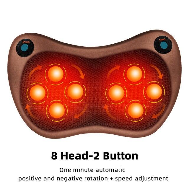 Electric Massage Pillow Vibrator Relaxation Shoulder Neck Back Body Heating Kneading Infrared Therapy for Shiatsu Neck Massager