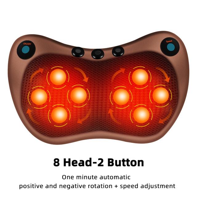 Electric Massage Pillow Vibrator Relaxation Shoulder Neck Back Body Heating Kneading Infrared Therapy for Shiatsu Neck Massager