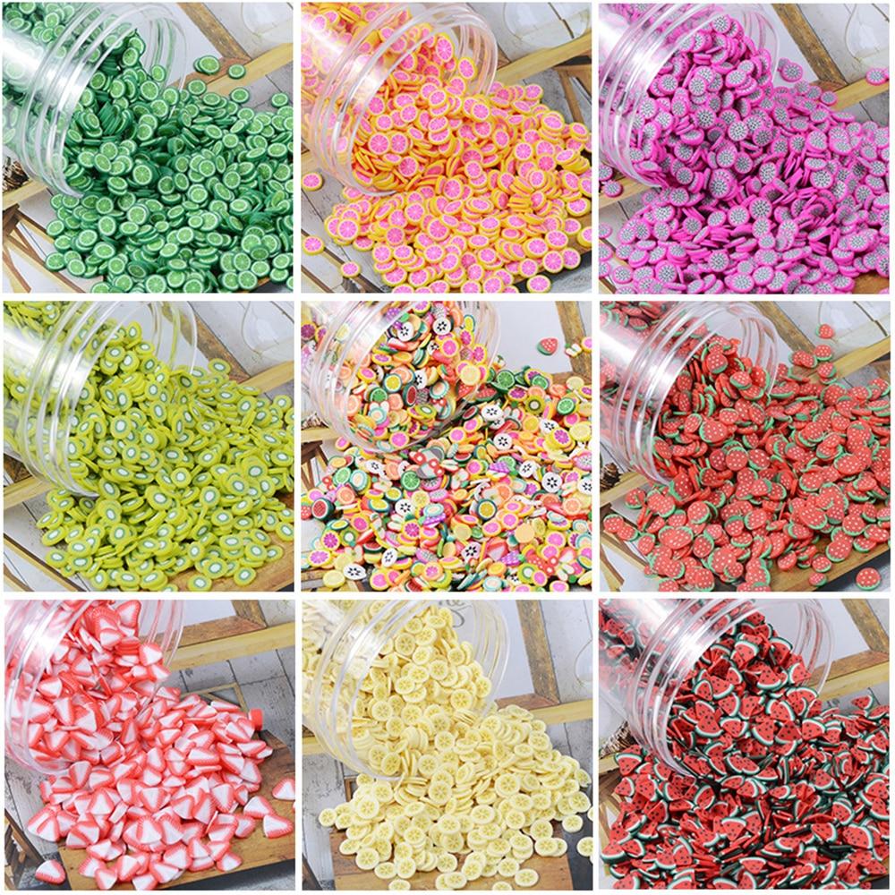 200pcs/bag Soft Pottery Addition Soft Fimo Fruit Slices For Slime Fluffy Lizun DIY Mobile Supplies Slime Accessories Children