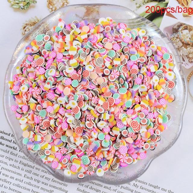 200pcs/bag Soft Pottery Addition Soft Fimo Fruit Slices For Slime Fluffy Lizun DIY Mobile Supplies Slime Accessories Children