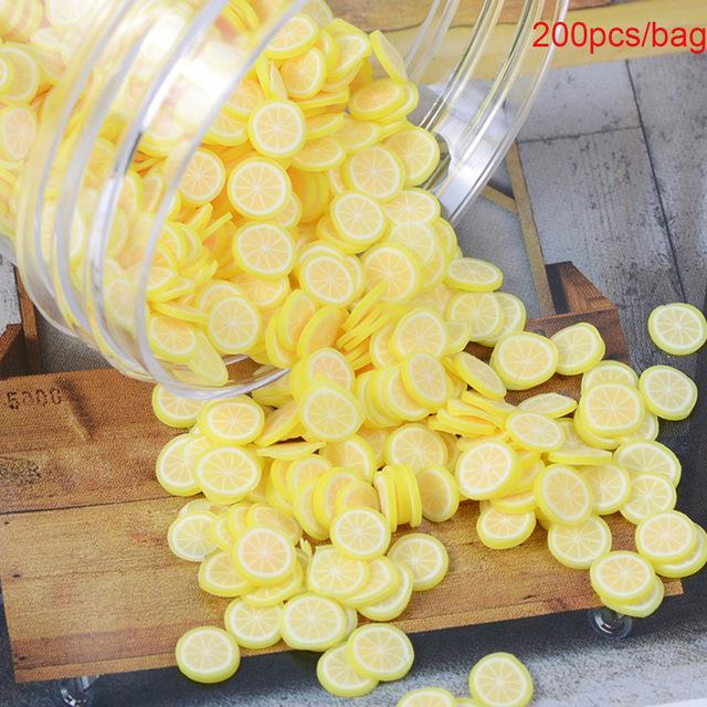 200pcs/bag Soft Pottery Addition Soft Fimo Fruit Slices For Slime Fluffy Lizun DIY Mobile Supplies Slime Accessories Children