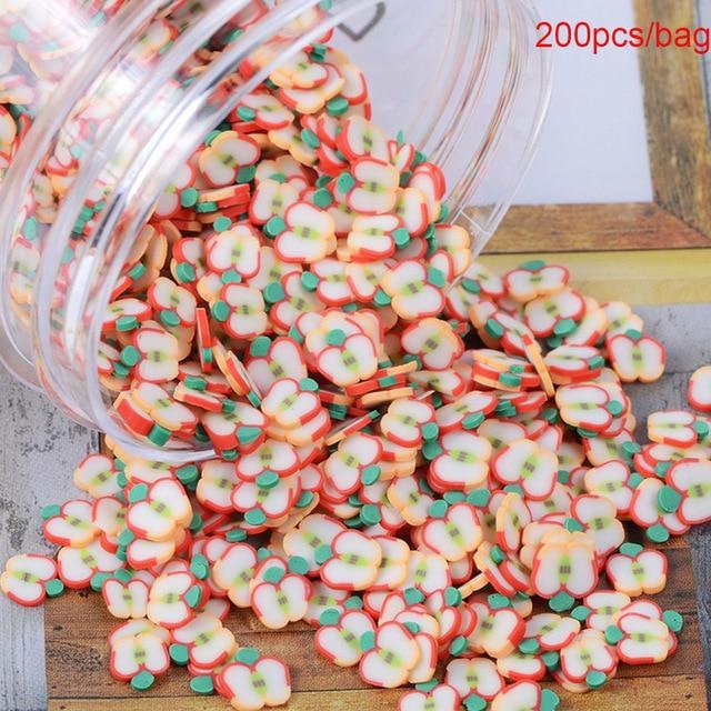 200pcs/bag Soft Pottery Addition Soft Fimo Fruit Slices For Slime Fluffy Lizun DIY Mobile Supplies Slime Accessories Children