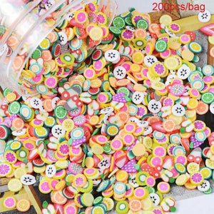 200pcs/bag Soft Pottery Addition Soft Fimo Fruit Slices For Slime Fluffy Lizun DIY Mobile Supplies Slime Accessories Children