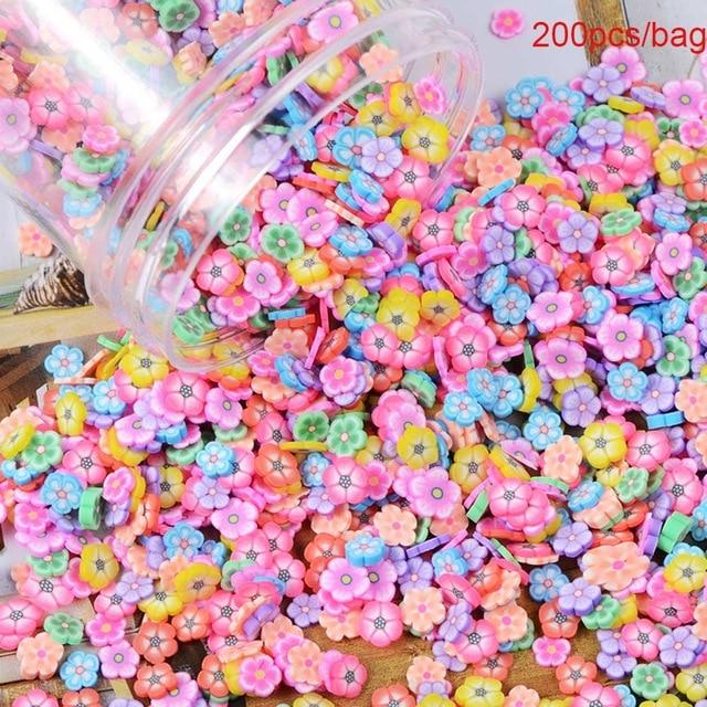 200pcs/bag Soft Pottery Addition Soft Fimo Fruit Slices For Slime Fluffy Lizun DIY Mobile Supplies Slime Accessories Children