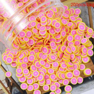 200pcs/bag Soft Pottery Addition Soft Fimo Fruit Slices For Slime Fluffy Lizun DIY Mobile Supplies Slime Accessories Children