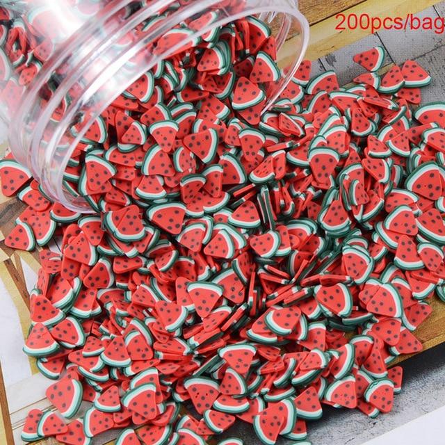 200pcs/bag Soft Pottery Addition Soft Fimo Fruit Slices For Slime Fluffy Lizun DIY Mobile Supplies Slime Accessories Children