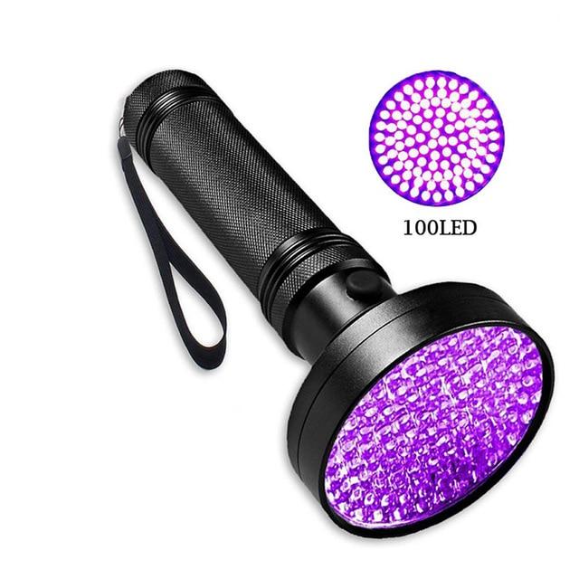 100 LED UV Blacklight Flashlight Super Bright 10 W 395 nm Violet Ultra Hand Lamp UV Torch Light For Money ,Bed Bugs, Scorpions