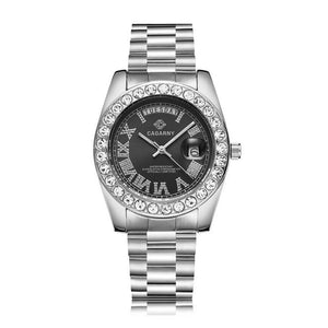 Luxury Diamond Gold Watch Men Fashion Quartz Watches Cagarny Stainless Steel day-date Waterproof relogio masculino Top Brand