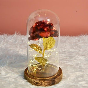 Rose In Glass  Led Night Light Beauty And The Beast Little Prince Valentine's Day Gift artificial flower