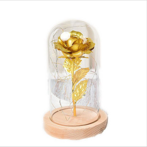 Rose In Glass  Led Night Light Beauty And The Beast Little Prince Valentine's Day Gift artificial flower