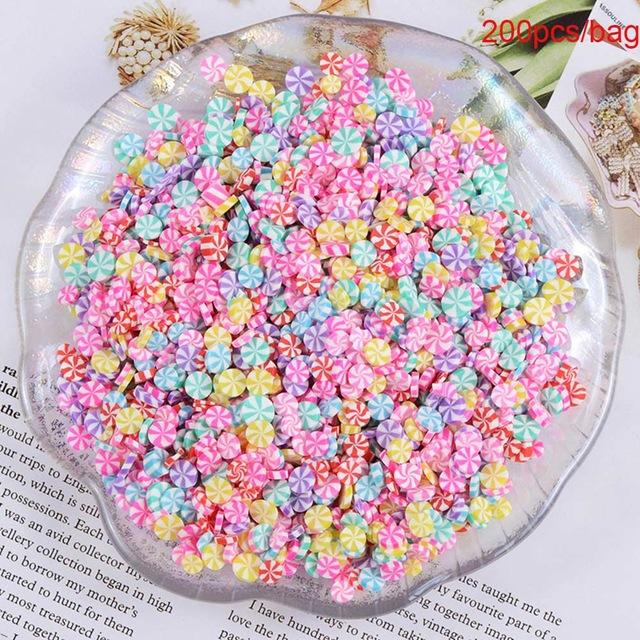 200pcs/bag Soft Pottery Addition Soft Fimo Fruit Slices For Slime Fluffy Lizun DIY Mobile Supplies Slime Accessories Children