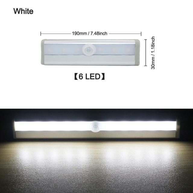 6/10 LEDs PIR LED Motion Sensor Light Cupboard Wardrobe Bed Lamp LED Under Cabinet Night Light For Closet Stairs Kitchen