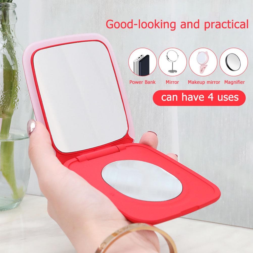 Anti-fingerprint Treatment Flip Cover Dimmable Makeup Mirror 2000mAh Power Bank Portable Phone Charger Unique Makeup Mirror