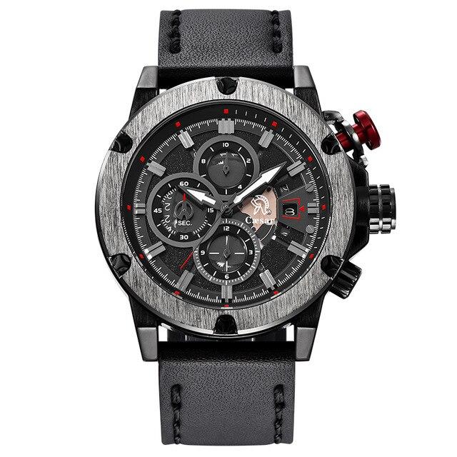 Leather Strap caesar Rose gold Quartz Chronograph Waterproof Sports Mens Watches Top Brand Luxury Wristwatch Male Watch Men 2020