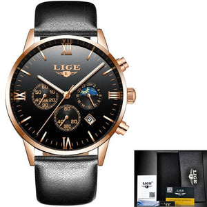 LIGE Men Watch Chronograph Sport Mens Watches Top Brand Luxury Waterproof Full Steel Quartz Gold Clock Men Relogio Masculino