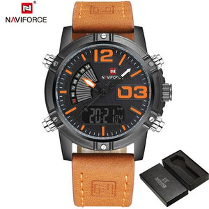 2019 NAVIFORCE Men's Fashion Sport Watches Men Quartz Analog Date Clock Man Leather Military Waterproof Watch Relogio Masculino