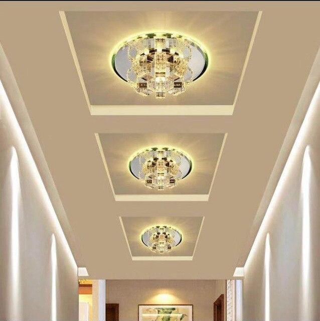 Modern Crystal Corridor Light Luxury Crystal Round Ceiling Light Embedded Led Porch Light Entry Light