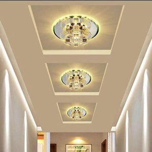 Modern Crystal Corridor Light Luxury Crystal Round Ceiling Light Embedded Led Porch Light Entry Light