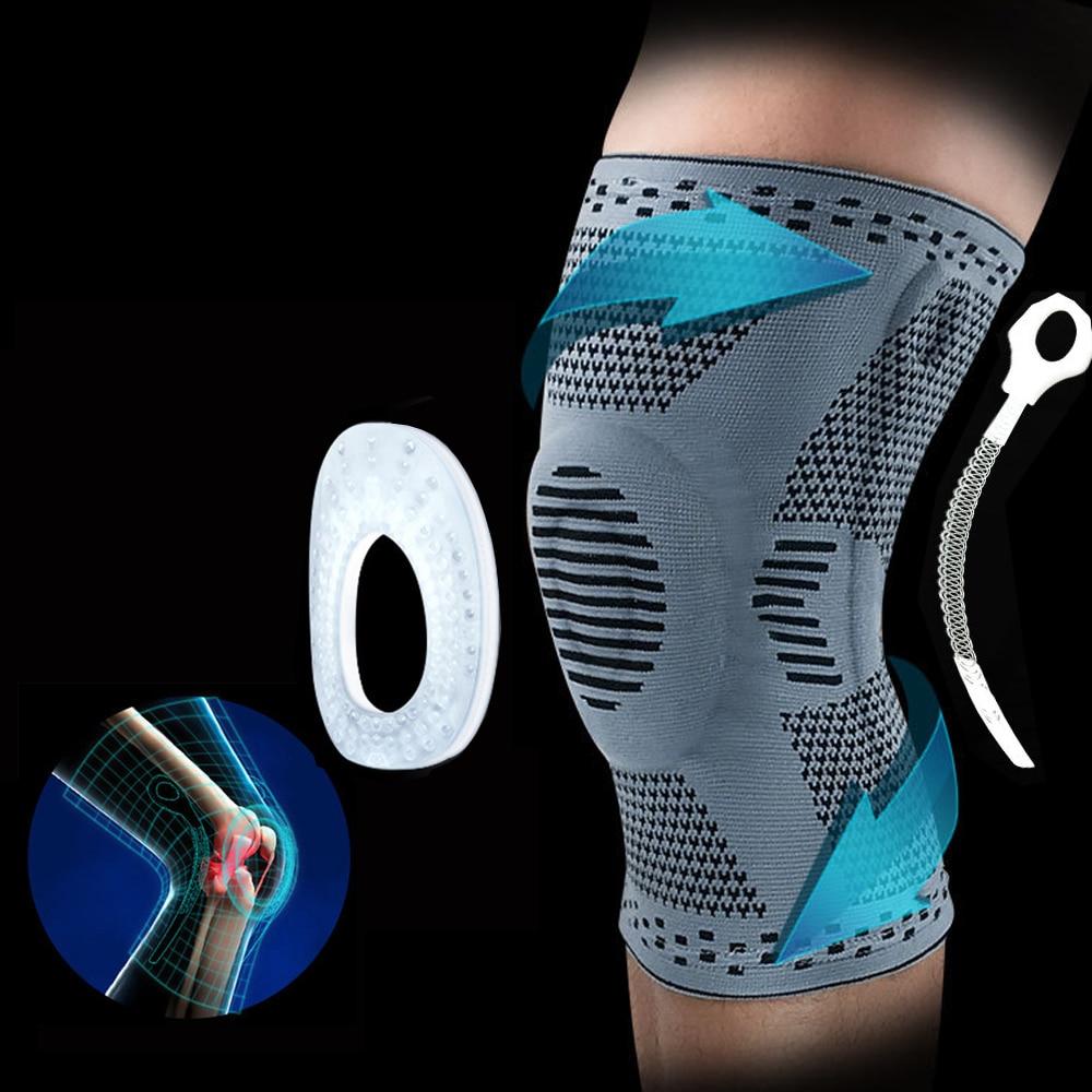 1PCS Knee support Brace Silicone Spring Knee Pads Sports Knitted Compression Elastic Knee Sleeve Support basketball running bike