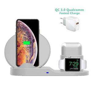 3 in 1 10W Fast Wireless Charger Dock Station Fast Charging For iPhone XR XS Max 8 for Apple Watch 2 3 4 For AirPods For Samsung