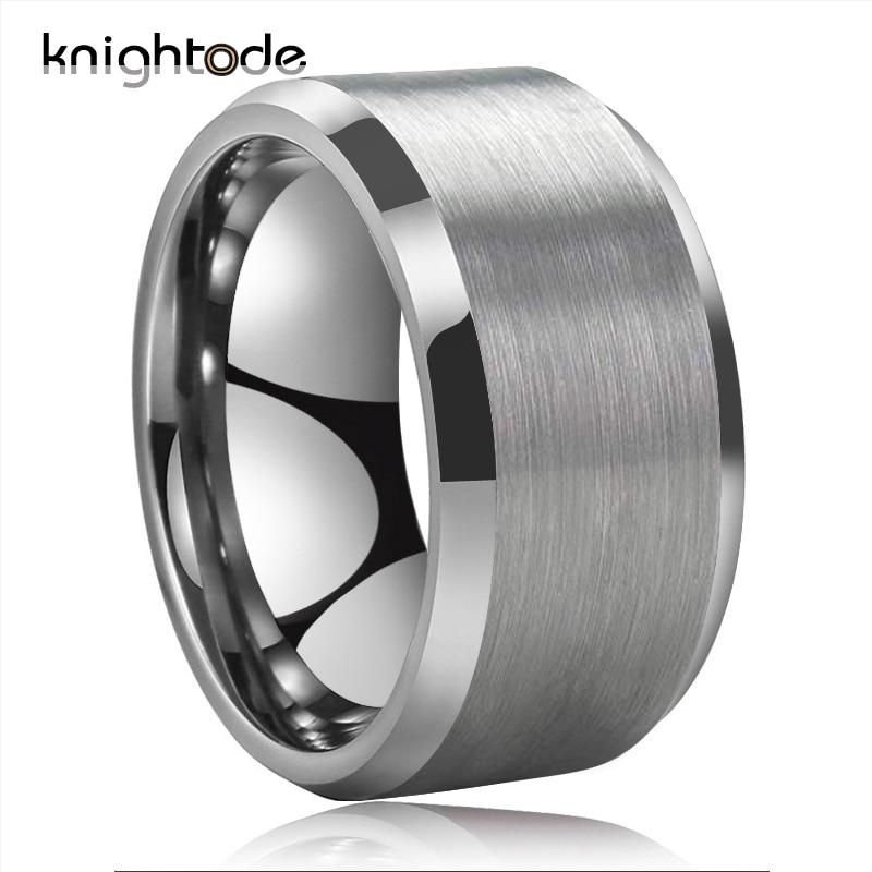 12mm Width Tungsten Carbide Ring For Men Women Large Tungsten Thumb Band Custom  Ring With Beveled Edges Brushed Finish