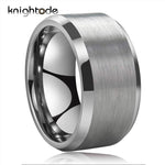 12mm Width Tungsten Carbide Ring For Men Women Large Tungsten Thumb Band Custom  Ring With Beveled Edges Brushed Finish