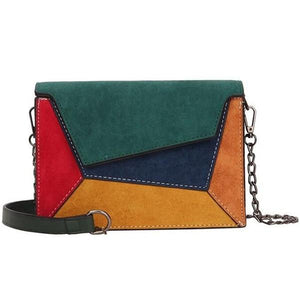 Yogodlns Retro Matte Patchwork Crossbody Bags for Women Messenger Bags Chain Strap Shoulder Bag Lady Small Flap criss-cross Bag