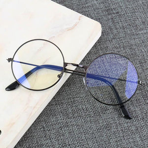 Vintage Round Metal Frame  Personality College Style Clear Lens Eye Glasses Frames blue-light eye protection mobile phone game