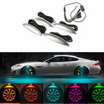 4pc Flash Car wheel Eyebrow Lights 3 Mode Exterior ambience lights Atmosphere Lamps Universal Car Tyre Wheel  LED Car-styling