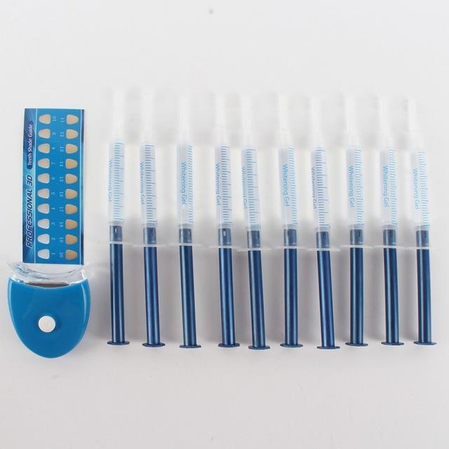 10PCS Top Quality 44%CP Teeth Whitening Kit Bleaching System Bright White Smiles Teeth Whitening Gel Kit With LED Light