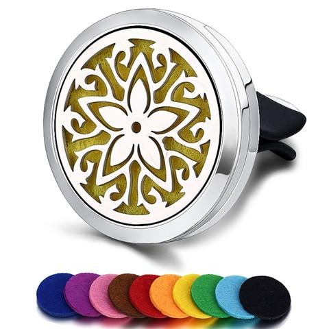 Car Air Freshener Car Perfume Diffuser Clip Car Air Auto Vent Freshener Essential Oil Perfume Locket (Free 10pc pad)  C001