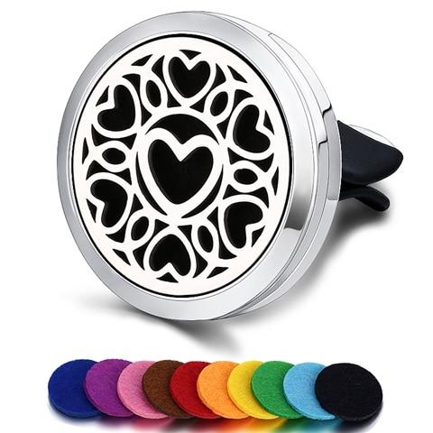 Car Air Freshener Car Perfume Diffuser Clip Car Air Auto Vent Freshener Essential Oil Perfume Locket (Free 10pc pad)  C001